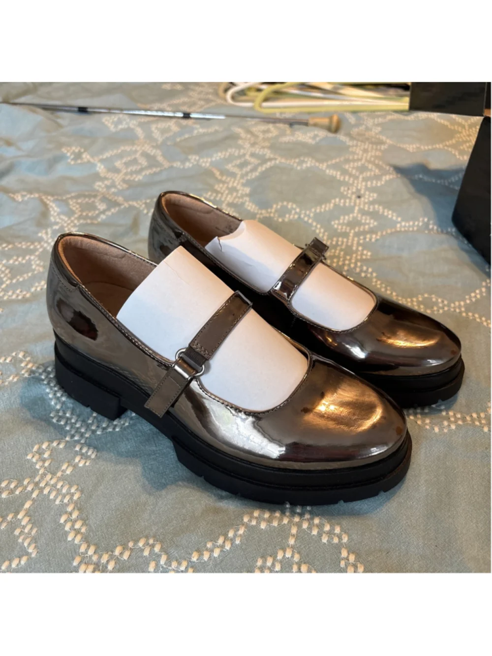 NWOT Women's Soul Naturalizer Platform Mary Jane Shoes Size 8.5 Silver Black